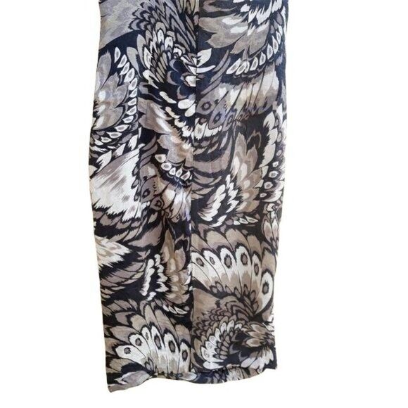 90's London Times Formal Bodycon Ruched Ruffled Wing Feather Print Brown Sz 4 - Picture 8 of 11